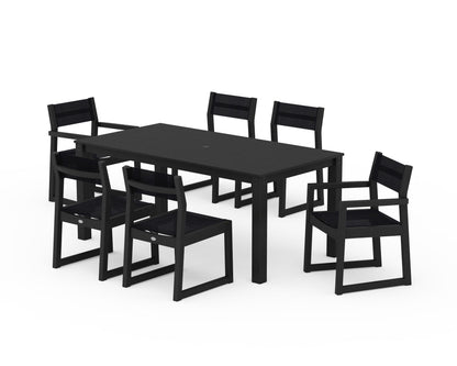POLYWOOD® EDGE Sling 7-Piece Parsons Dining Set in Black / Black Sling