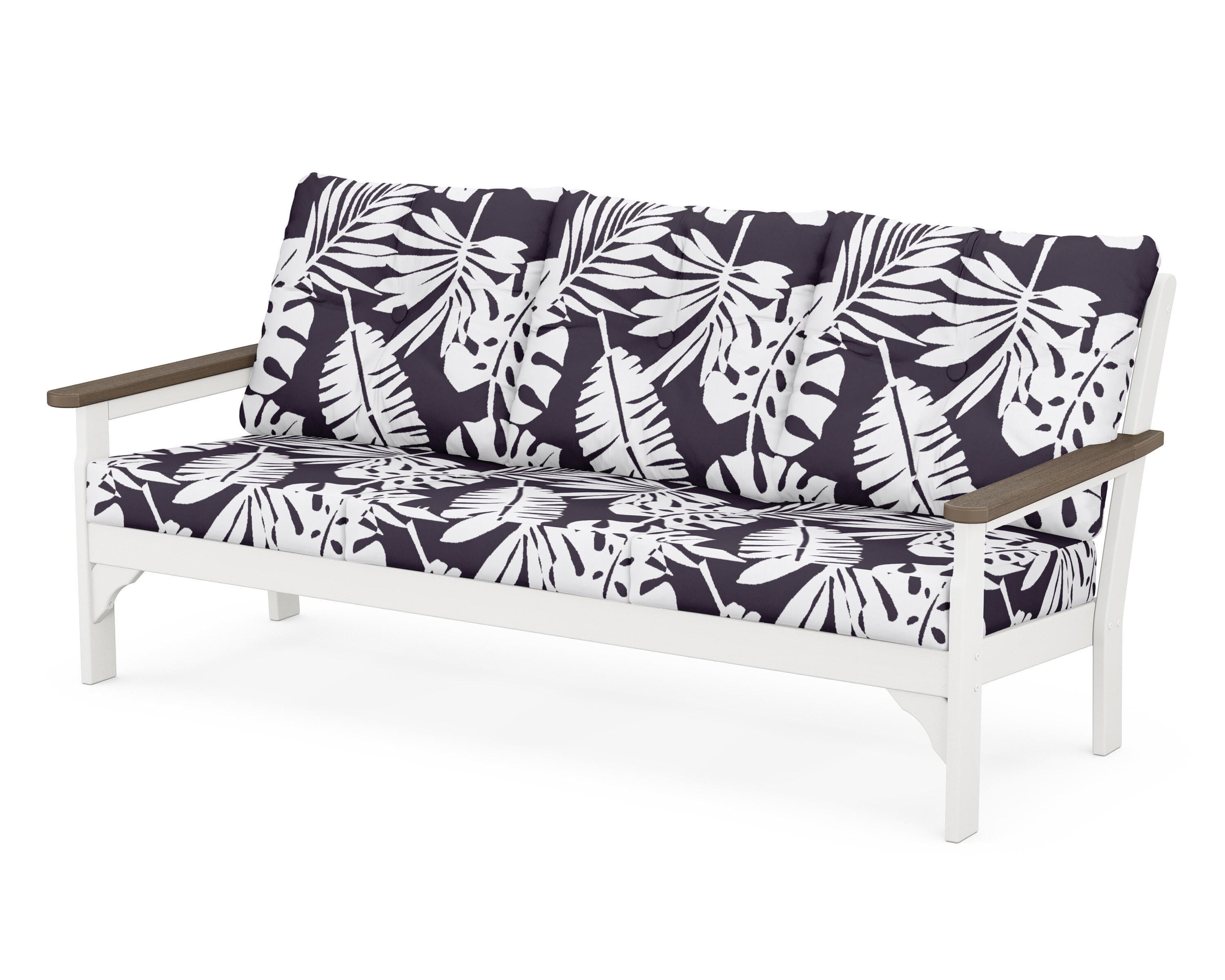 POLYWOOD® Vineyard Deep Seating Sofa in White / Kona / Leaf Navy