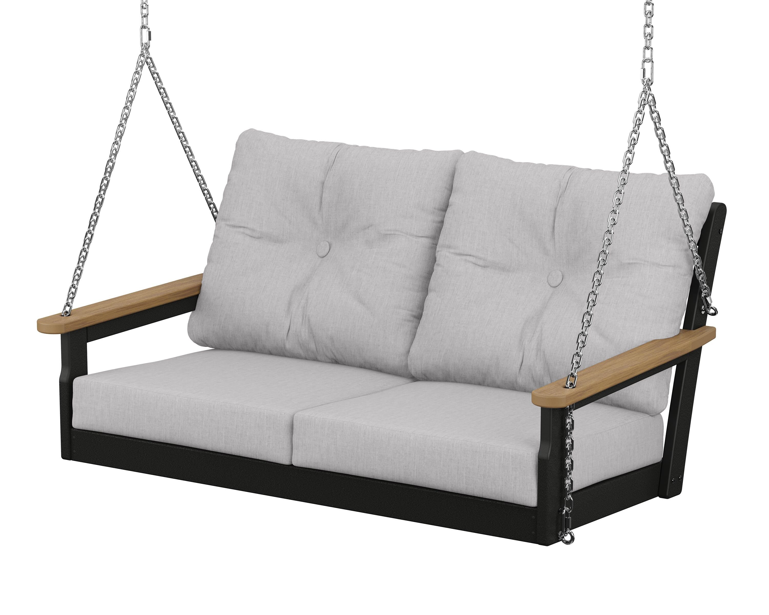 POLYWOOD® Vineyard Deep Seating Swing in Black / Natural / Granite