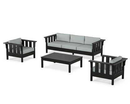 Martha Stewart by POLYWOOD® Acadia 4-Piece Deep Seating Set with Sofa in Black / Spa