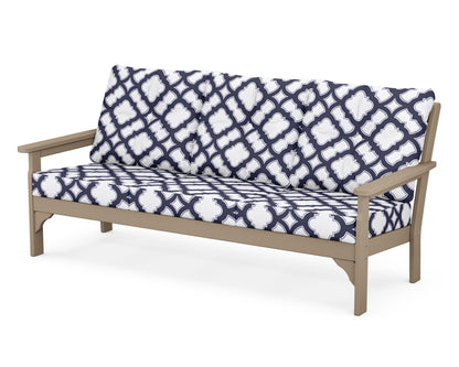 POLYWOOD® Vineyard Deep Seating Sofa in Vintage Sahara / Trellis Navy