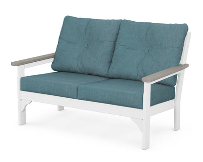 POLYWOOD® Vineyard Deep Seating Loveseat in White / Driftwood / Ocean Teal