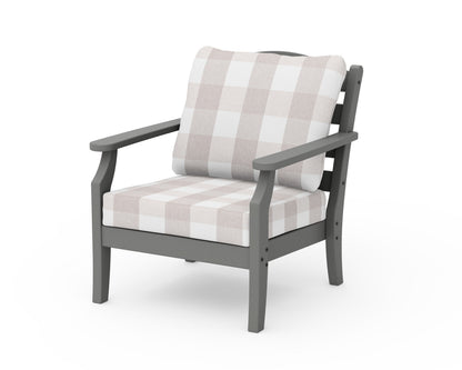 Draper James™ by  POLYWOOD® Savannah Deep Seating Chair in Slate Grey / Buffalo Plaid Dune Burlap