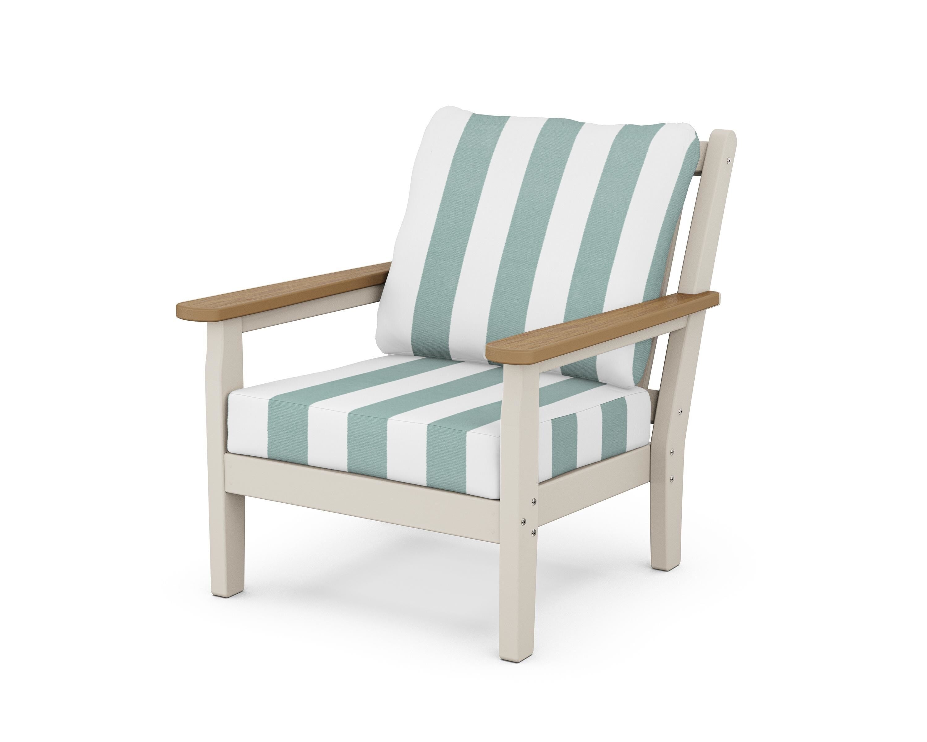 POLYWOOD® Chippendale Deep Seating Chair in Sand / Natural / Cabana Stripe Glacier Spa