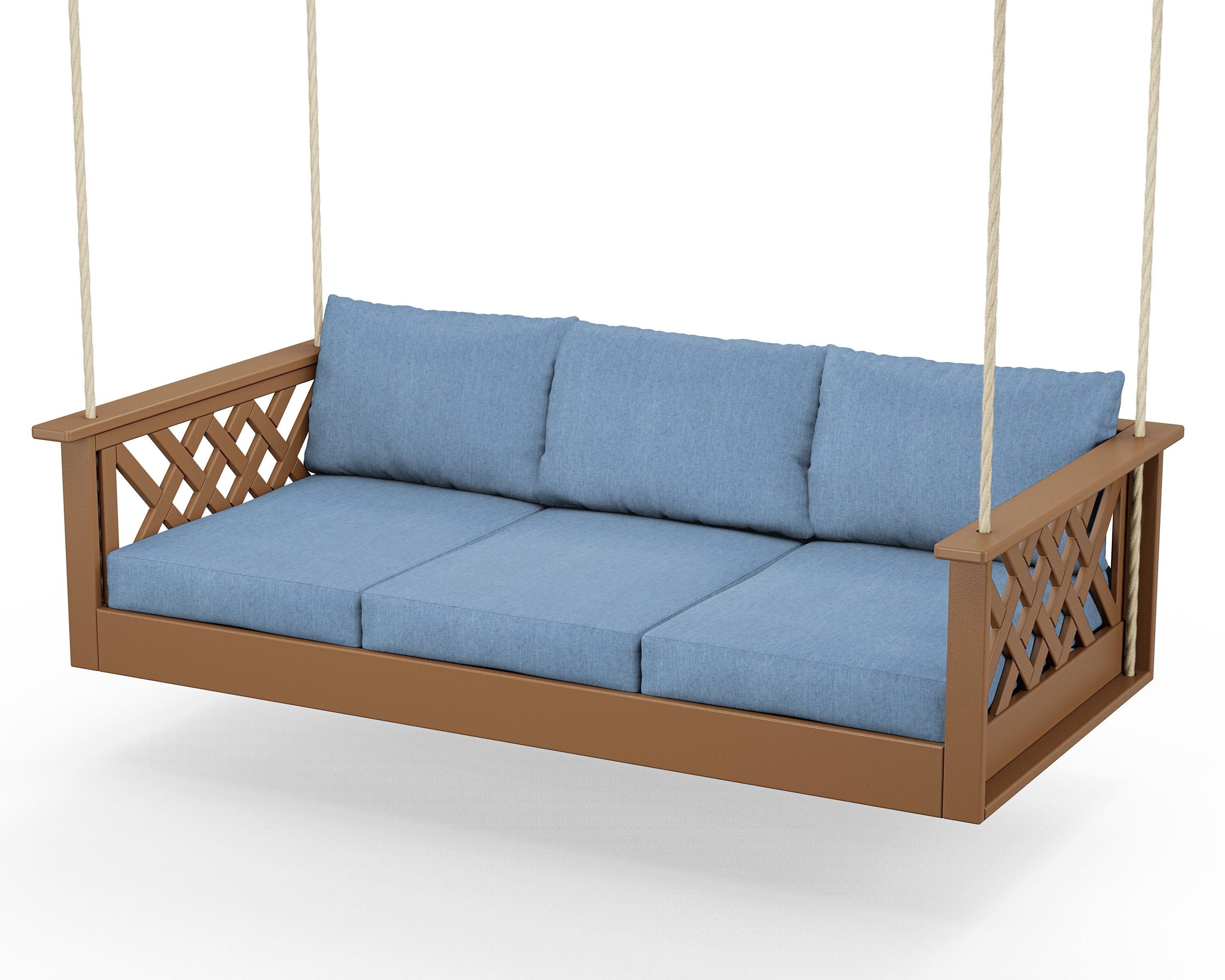 Country Living Wovendale Daybed Swing in Teak / Sky Blue