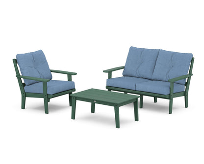 POLYWOOD® Prairie 3-Piece Deep Seating Set with Loveseat in Green / Sky Blue