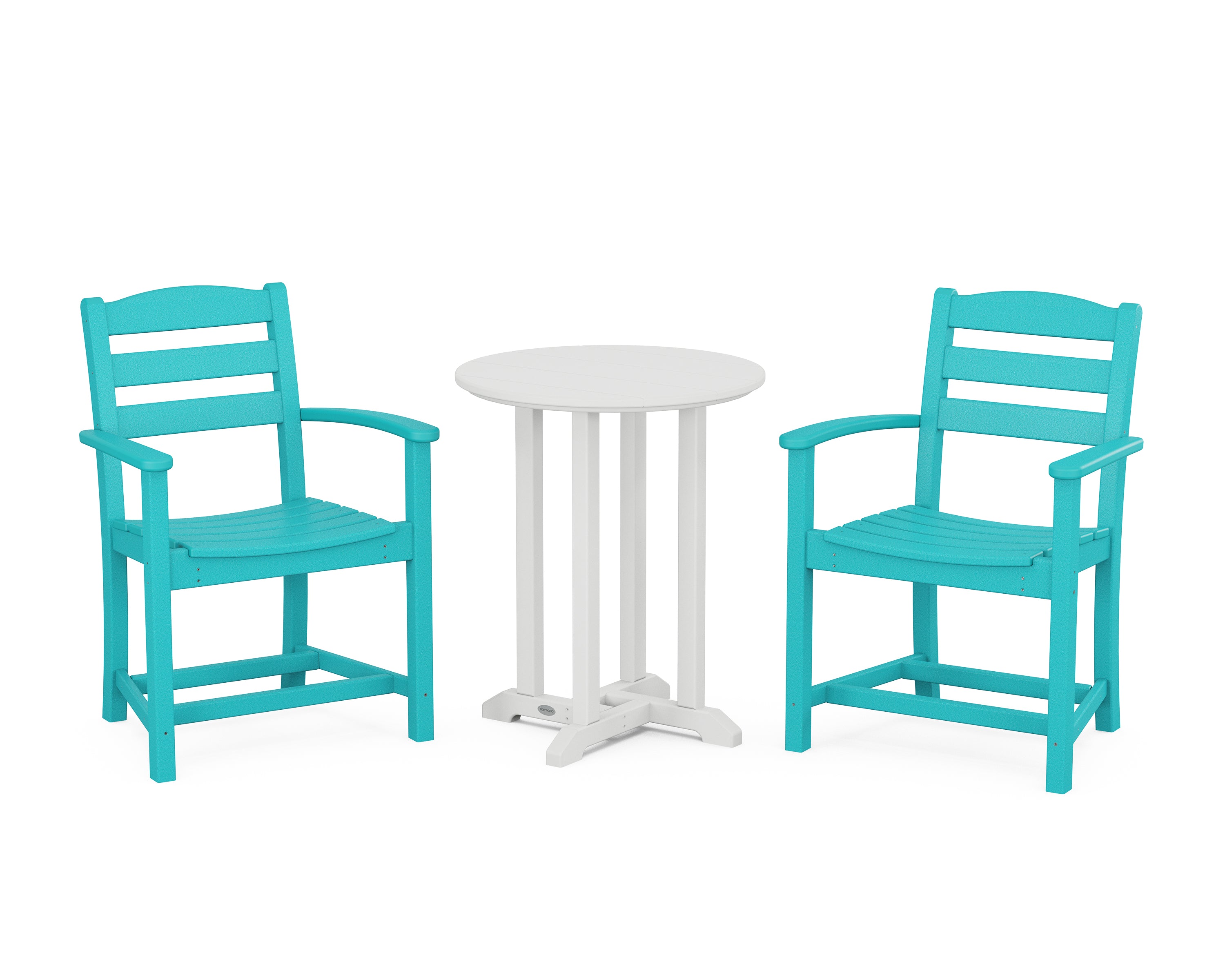 POLYWOOD® La Casa Café 3-Piece Round Bistro Dining Set in Aruba / White