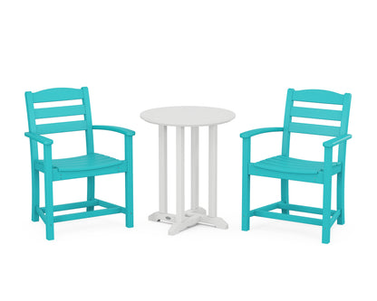 POLYWOOD® La Casa Café 3-Piece Round Bistro Dining Set in Aruba / White