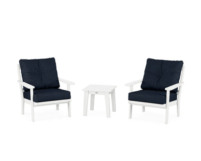POLYWOOD® Mission 3-Piece Deep Seating Set in White / Marine Indigo