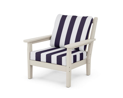 POLYWOOD® Chippendale Deep Seating Chair in Sand / Cabana Stripe Navy