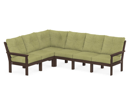 POLYWOOD® Vineyard 6-Piece Sectional in Mahogany / Chartreuse Boucle