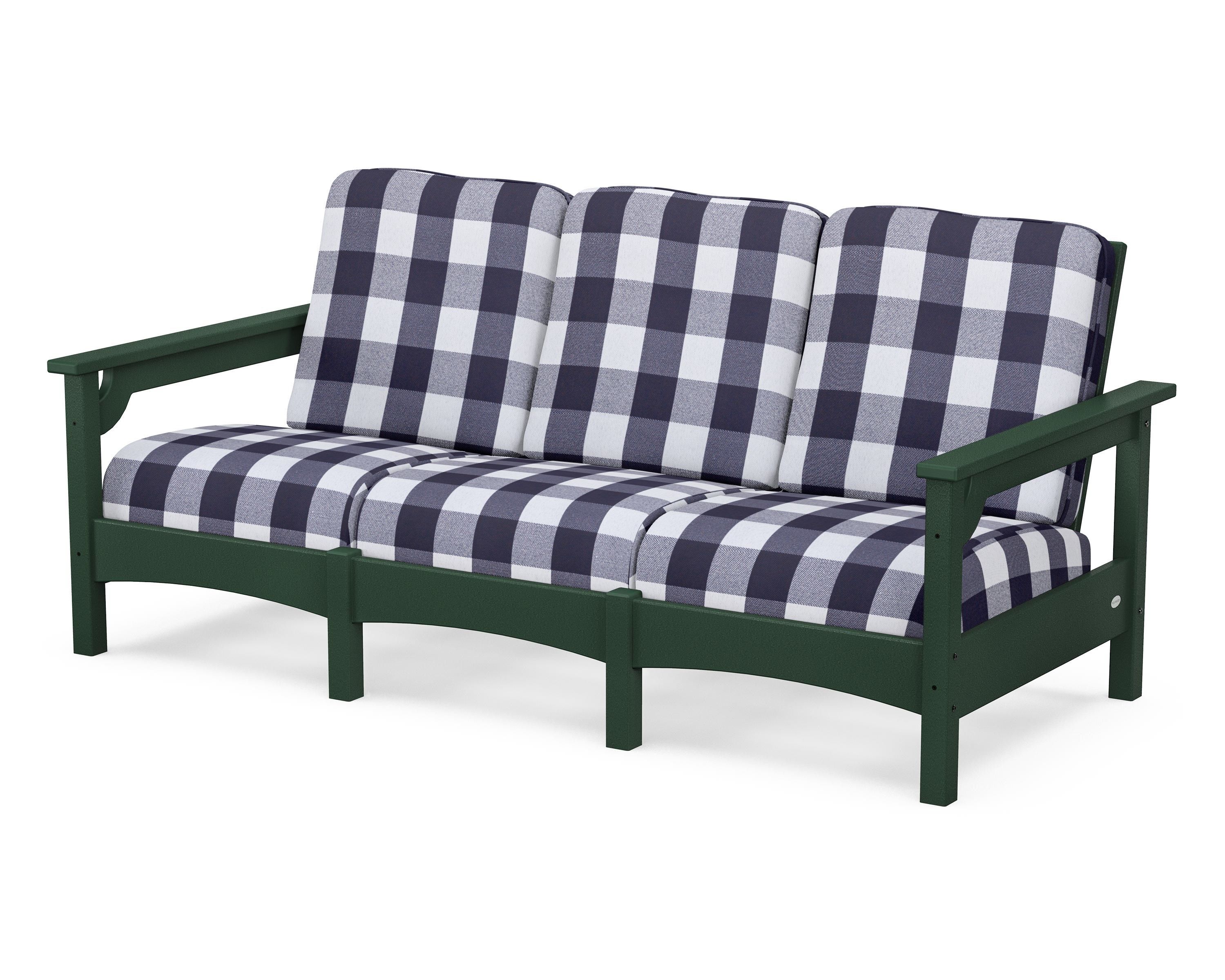 POLYWOOD® Club Sofa in Green / Buffalo Plaid Navy