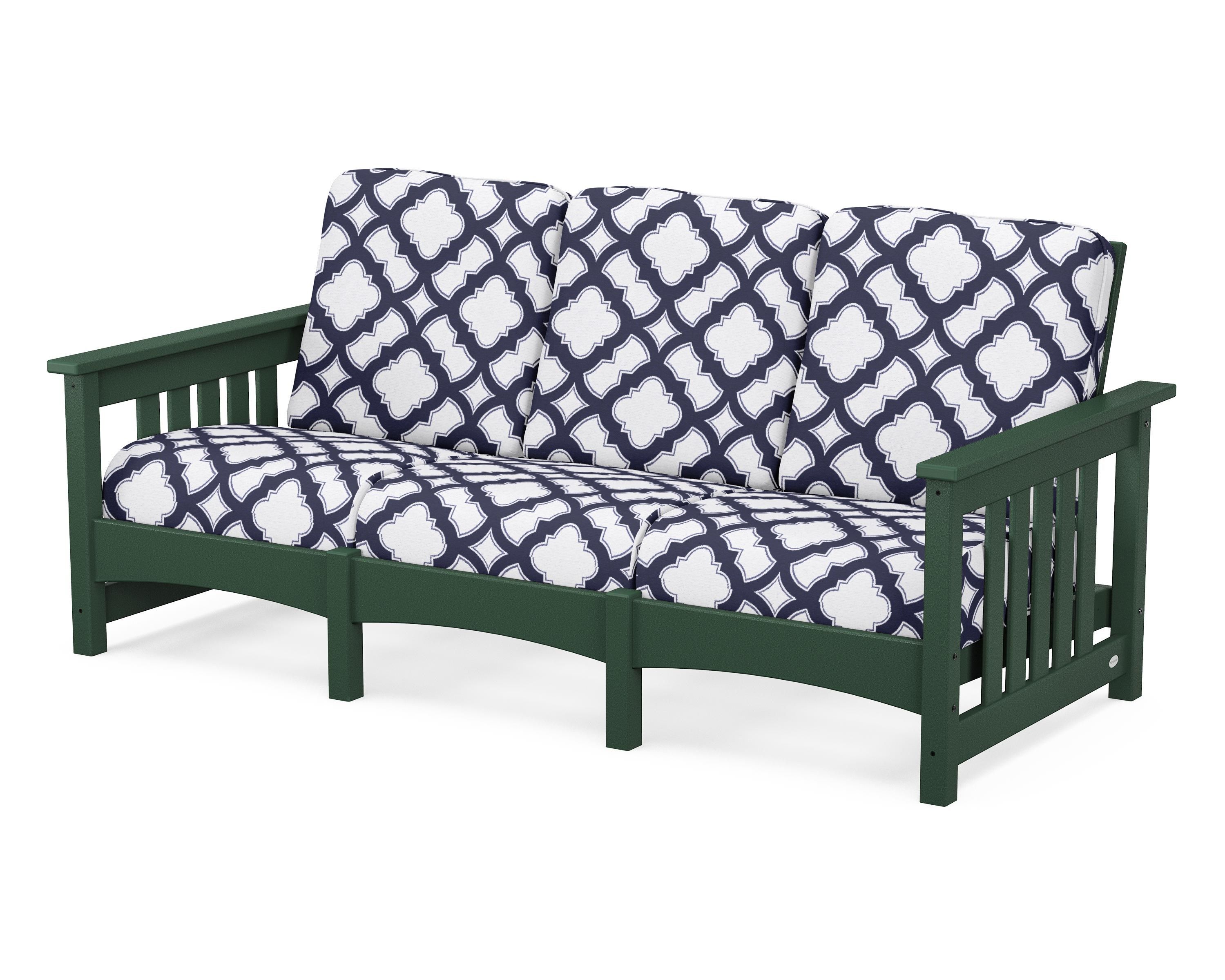 POLYWOOD® Club Mission Sofa in Green / Trellis Navy