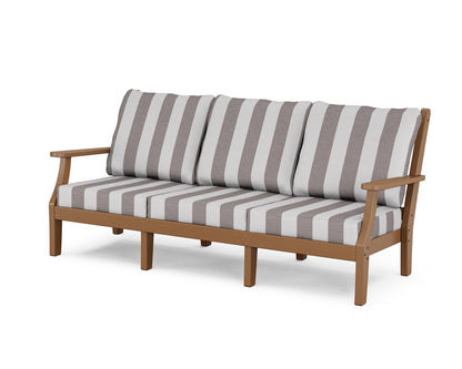 Country Living Wovendale Deep Seating Sofa in Teak / Cabana Stripe Grey Mist