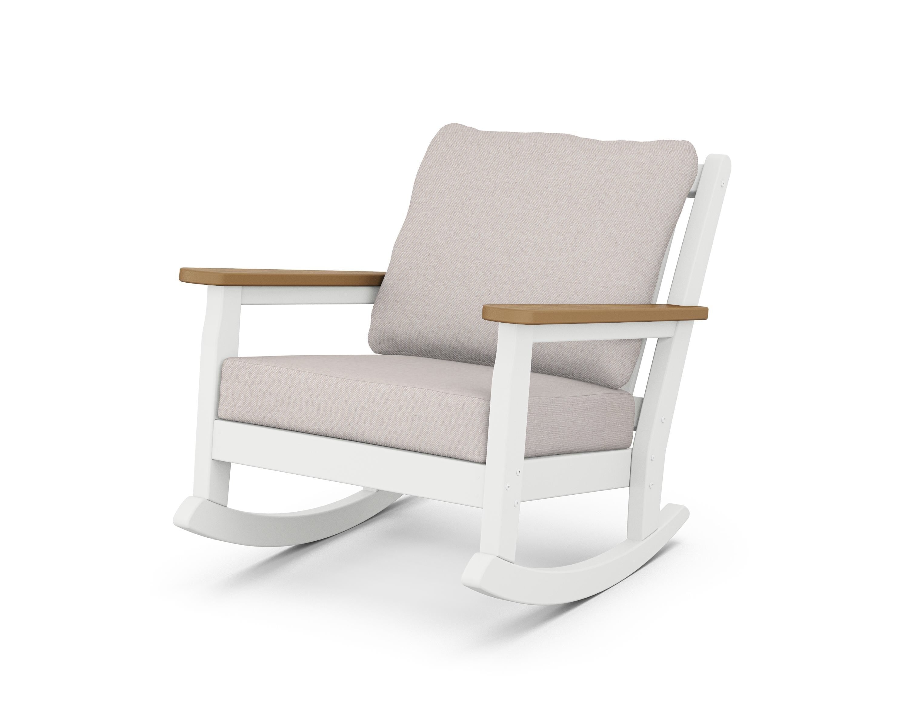 POLYWOOD® Chippendale Deep Seating Rocking Chair in White / Natural / Dune Burlap