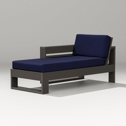 PW Designer Series Latitude Modular Left Arm Chaise in Vintage Coffee / Navy