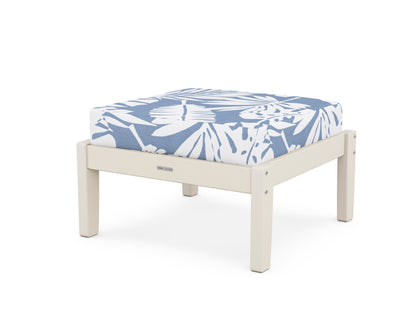 Martha Stewart by POLYWOOD® Chinoiserie Deep Seating Ottoman in Sand / Leaf Sky Blue