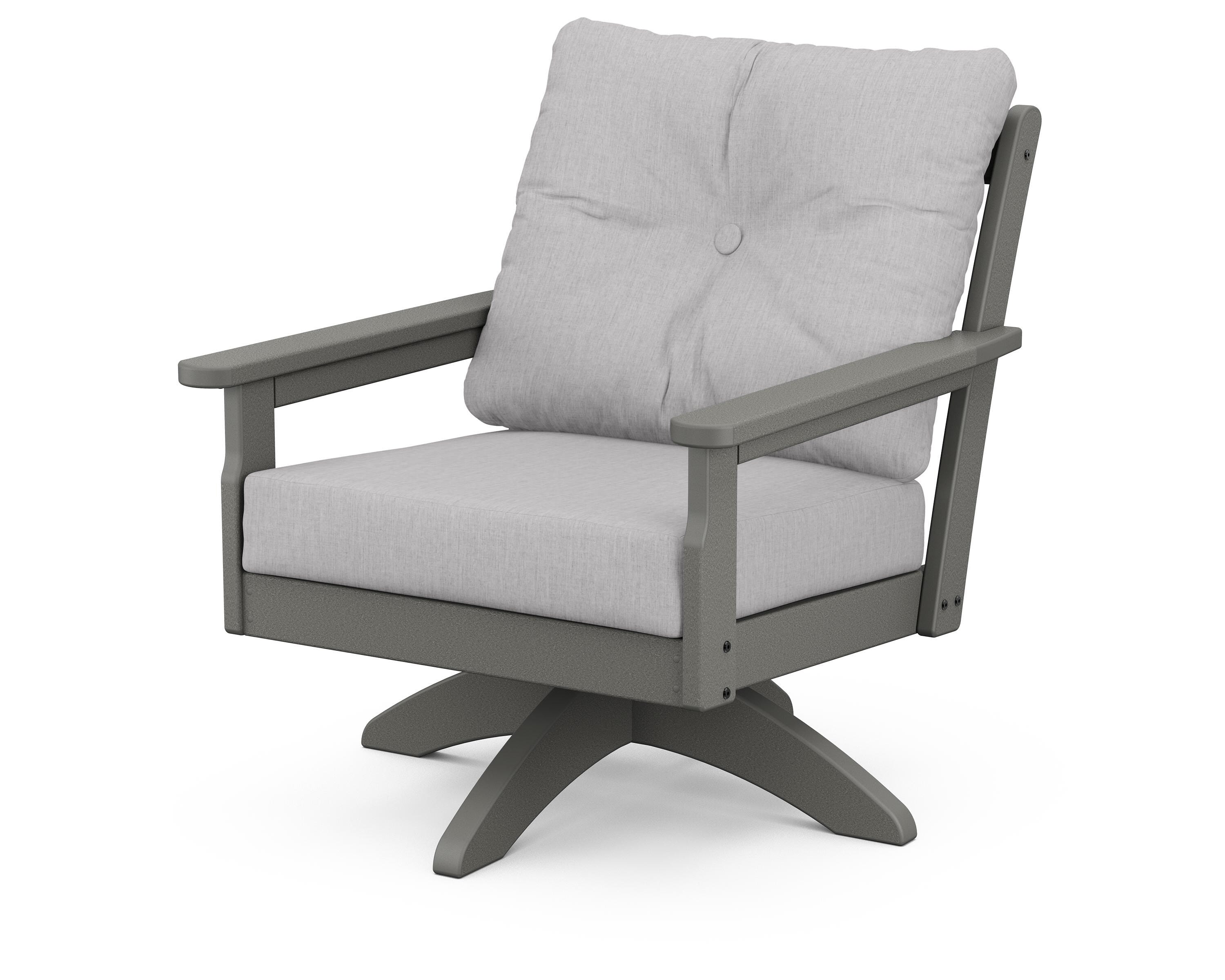 POLYWOOD® Vineyard Deep Seating Swivel Chair in Slate Grey / Granite