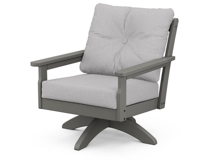 POLYWOOD® Vineyard Deep Seating Swivel Chair in Slate Grey / Granite