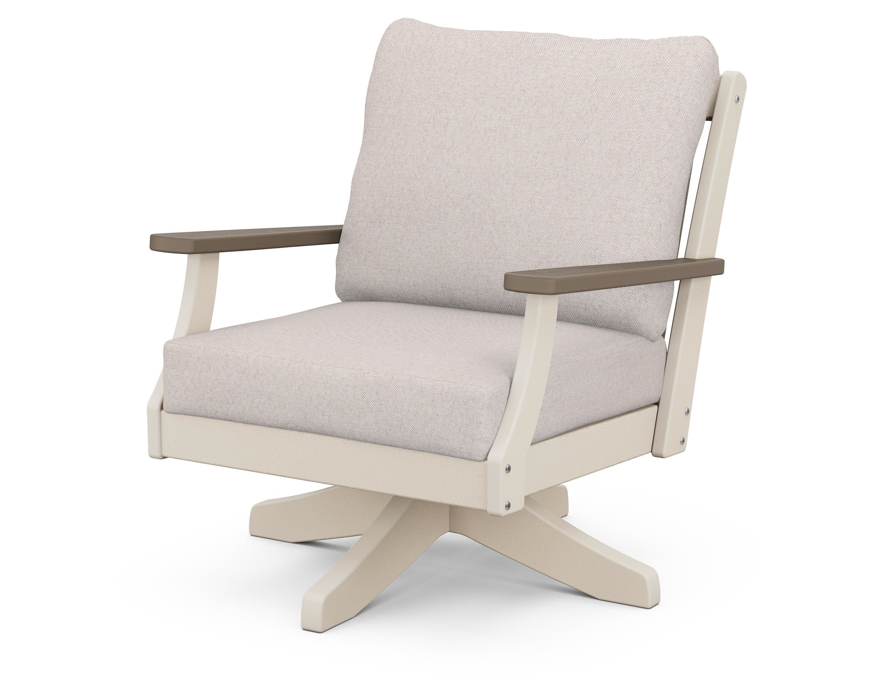 POLYWOOD® Braxton Deep Seating Swivel Chair in Sand / Kona / Dune Burlap
