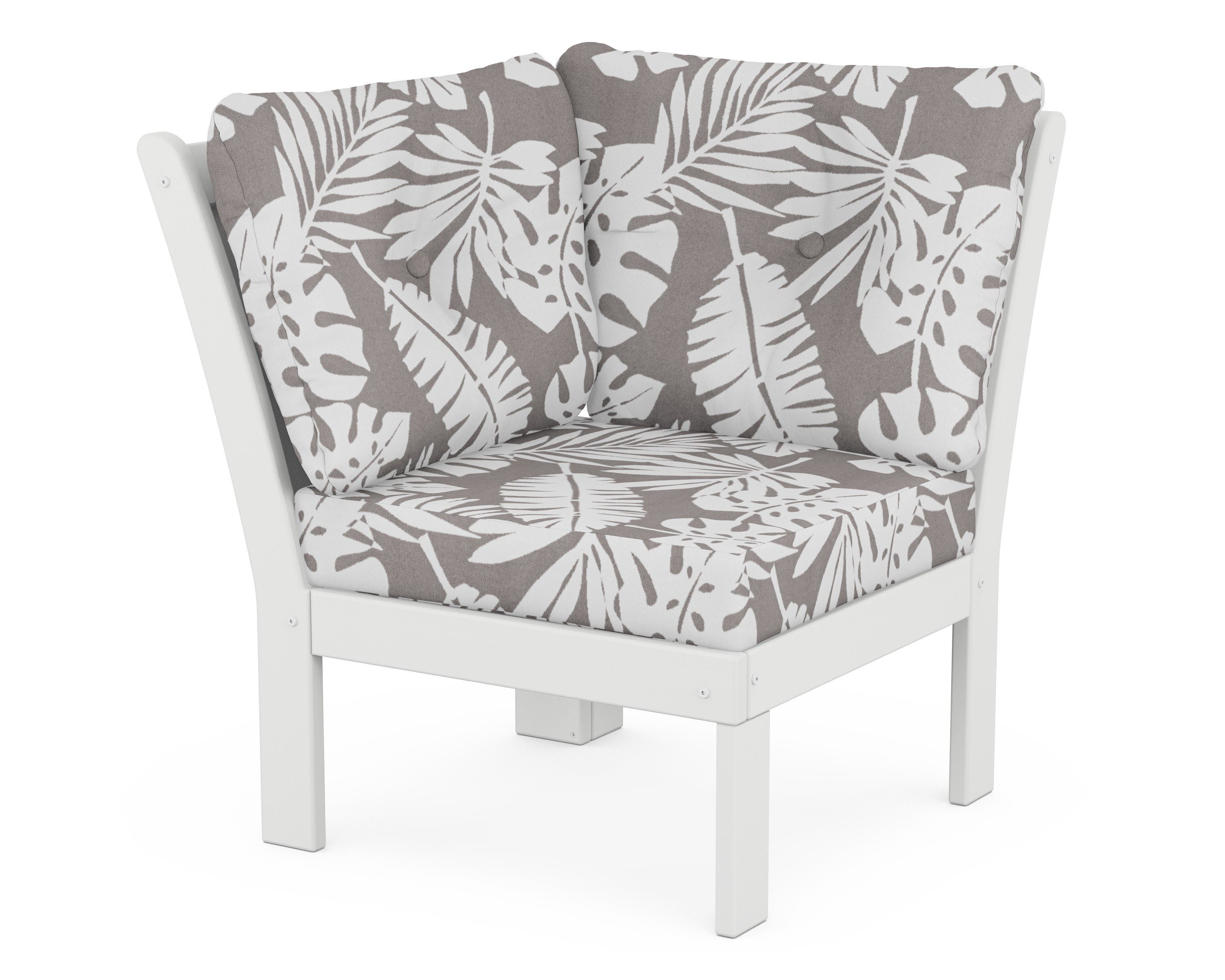 POLYWOOD® Vineyard Modular Corner Chair in White / Leaf Grey Mist