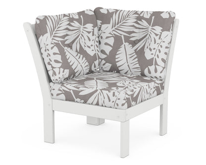 POLYWOOD® Vineyard Modular Corner Chair in White / Leaf Grey Mist