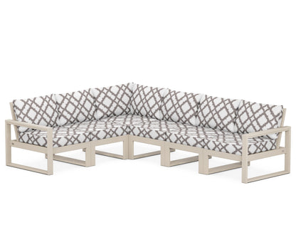 POLYWOOD® EDGE 6-Piece Modular Deep Seating Set in Sand / Trellis Grey Mist