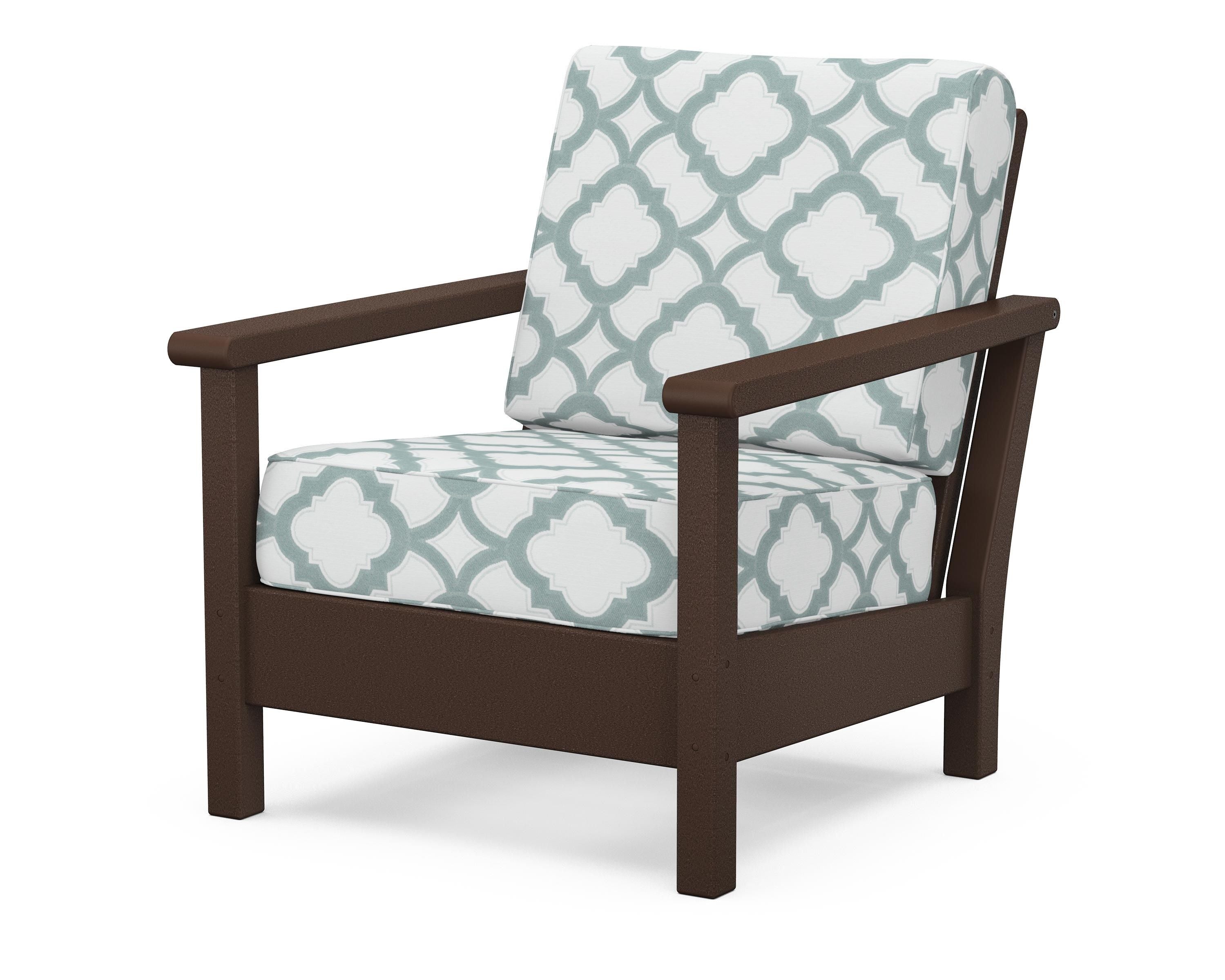 POLYWOOD® Harbour Deep Seating Chair in Mahogany / Trellis Glacier Spa