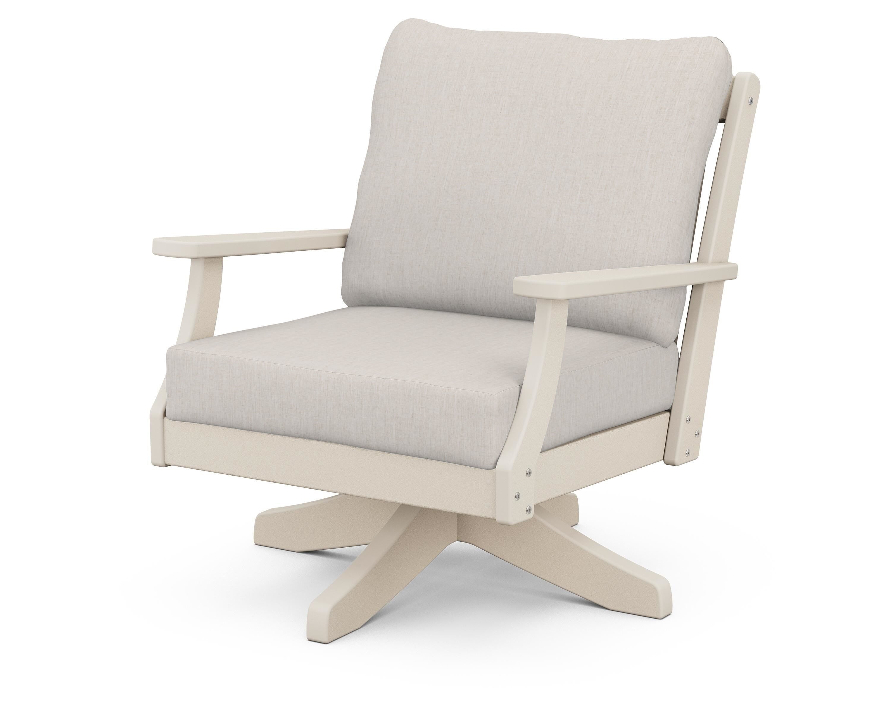 POLYWOOD® Braxton Deep Seating Swivel Chair in Sand / Cast Ash