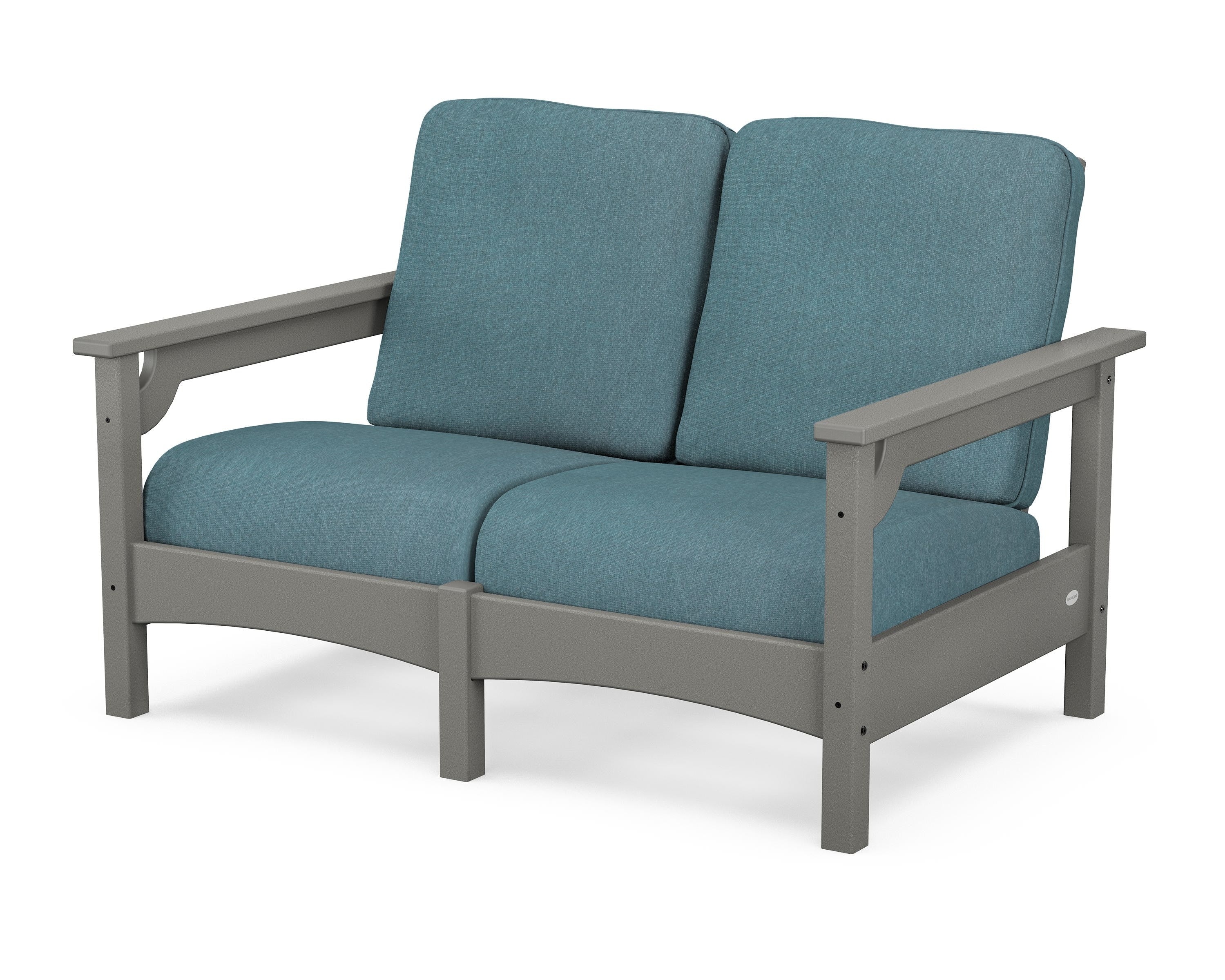 POLYWOOD® Club Loveseat in Slate Grey / Ocean Teal