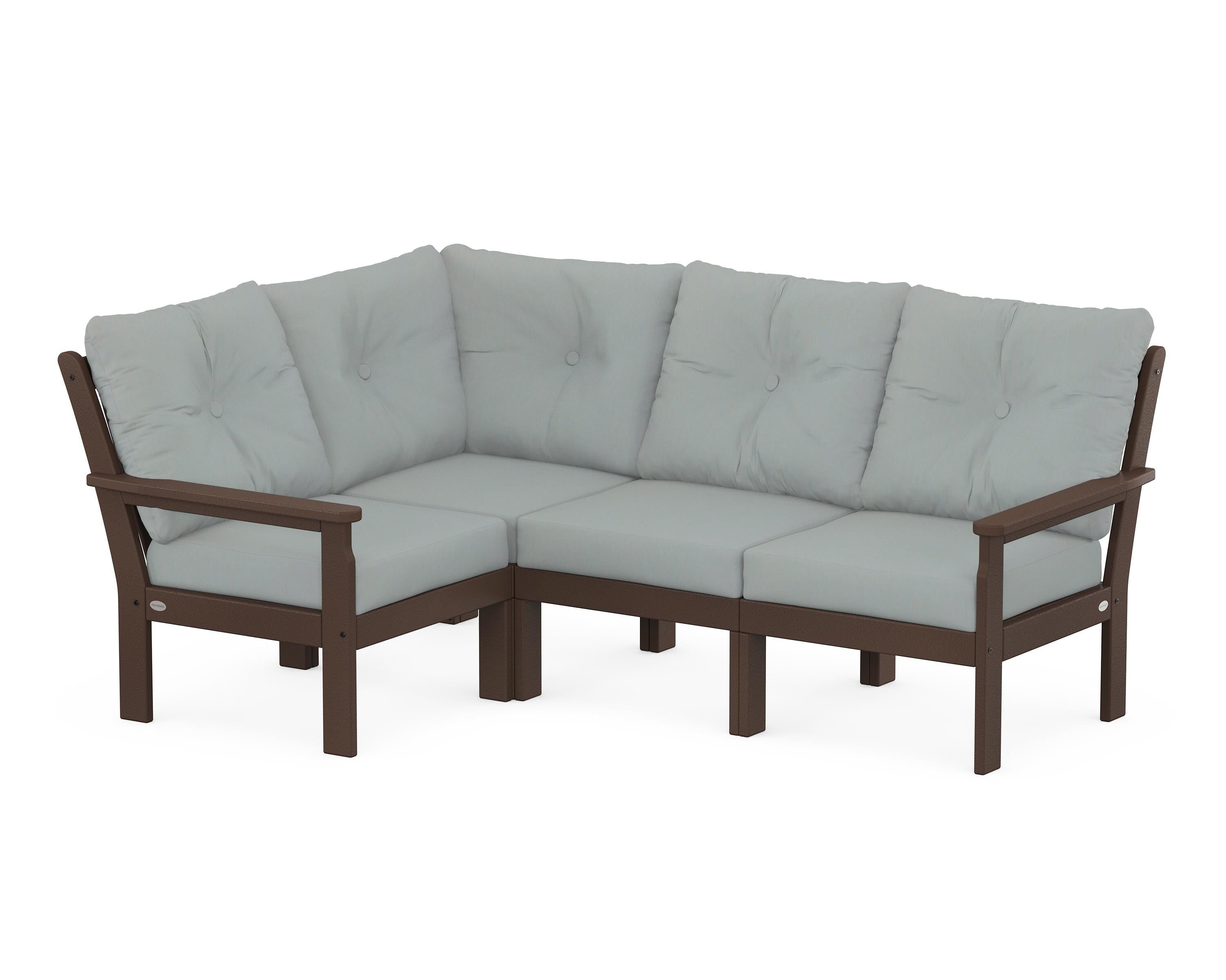 POLYWOOD® Vineyard 4-Piece Sectional in Mahogany / Spa