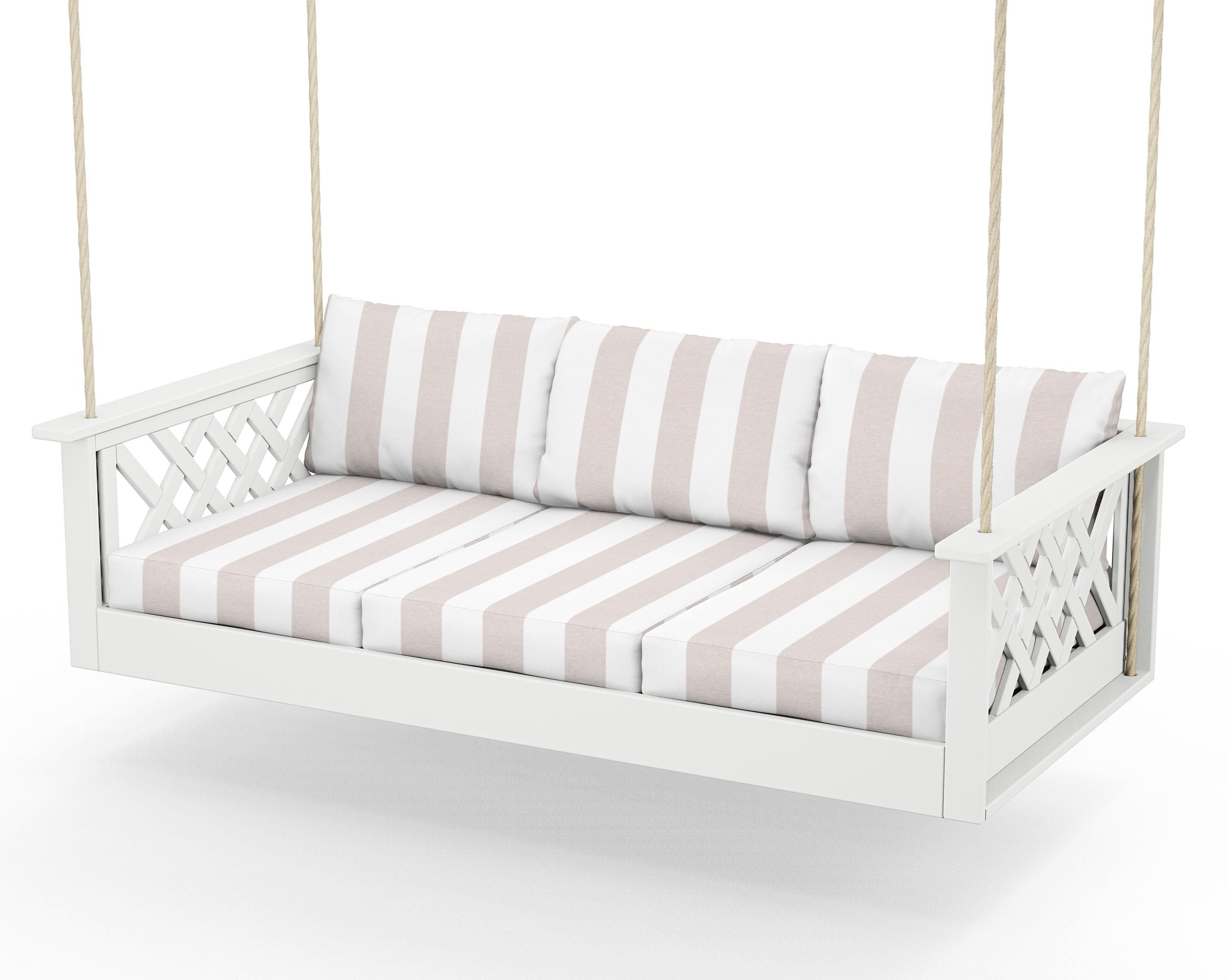 Country Living Wovendale Daybed Swing in White / Cabana Stripe Dune Burlap