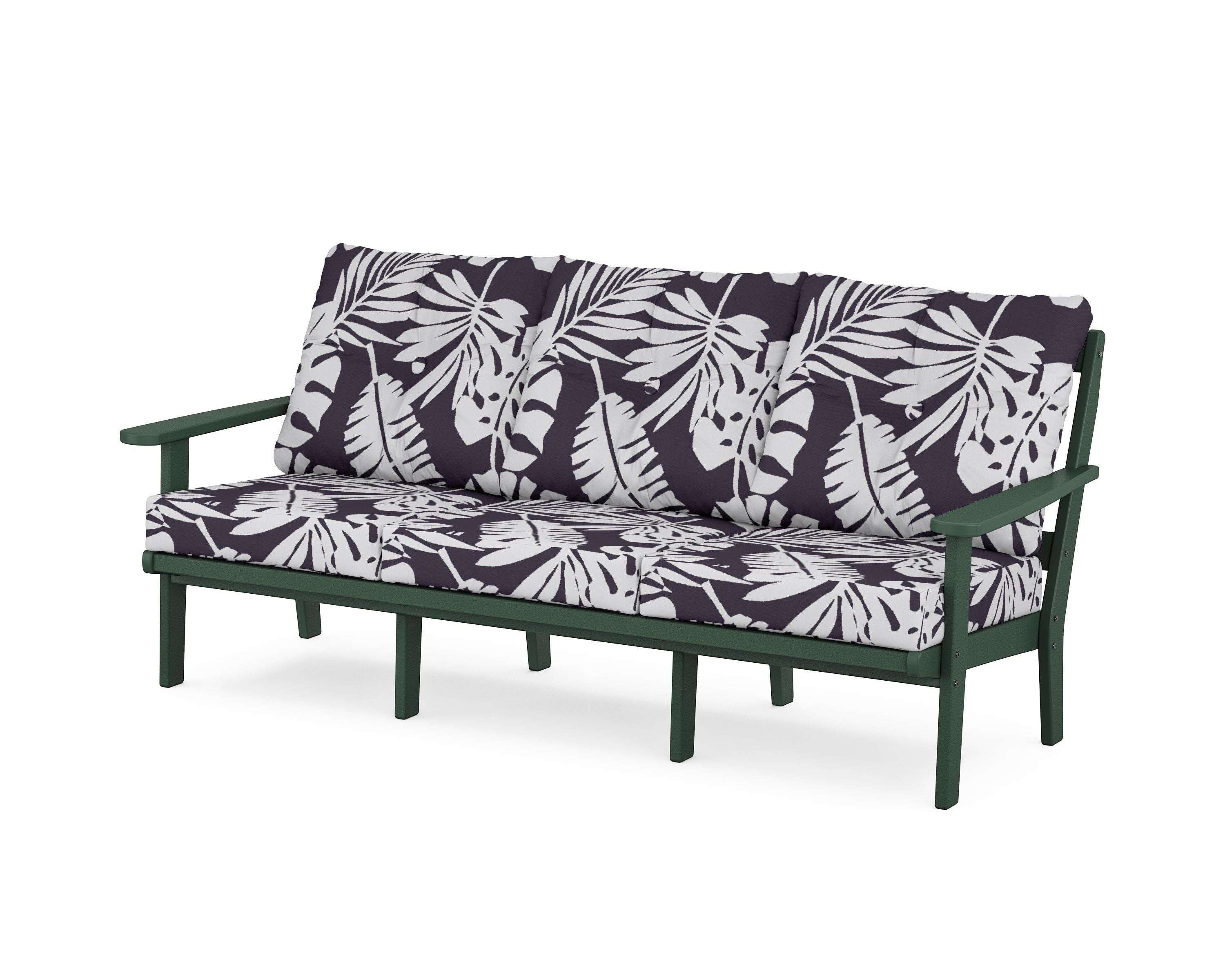 POLYWOOD® Mission Deep Seating Sofa in Green / Leaf Navy