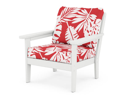 Country Living Cottage Deep Seating Chair in White / Leaf Crimson