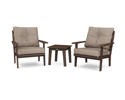 POLYWOOD® Lakeside 3-Piece Deep Seating Chair Set in Mahogany / Spiced Burlap