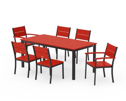 POLYWOOD® Main Street 7-Piece Dining Set in Black / Sunset Red