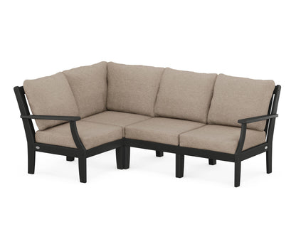 POLYWOOD® Braxton Modular 4-Piece Deep Seating Set in Black / Spiced Burlap