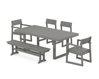 POLYWOOD® EDGE 6-Piece Dining Set with Bench in Slate Grey