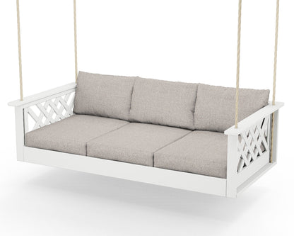 Country Living Wovendale Daybed Swing in White / Weathered Tweed