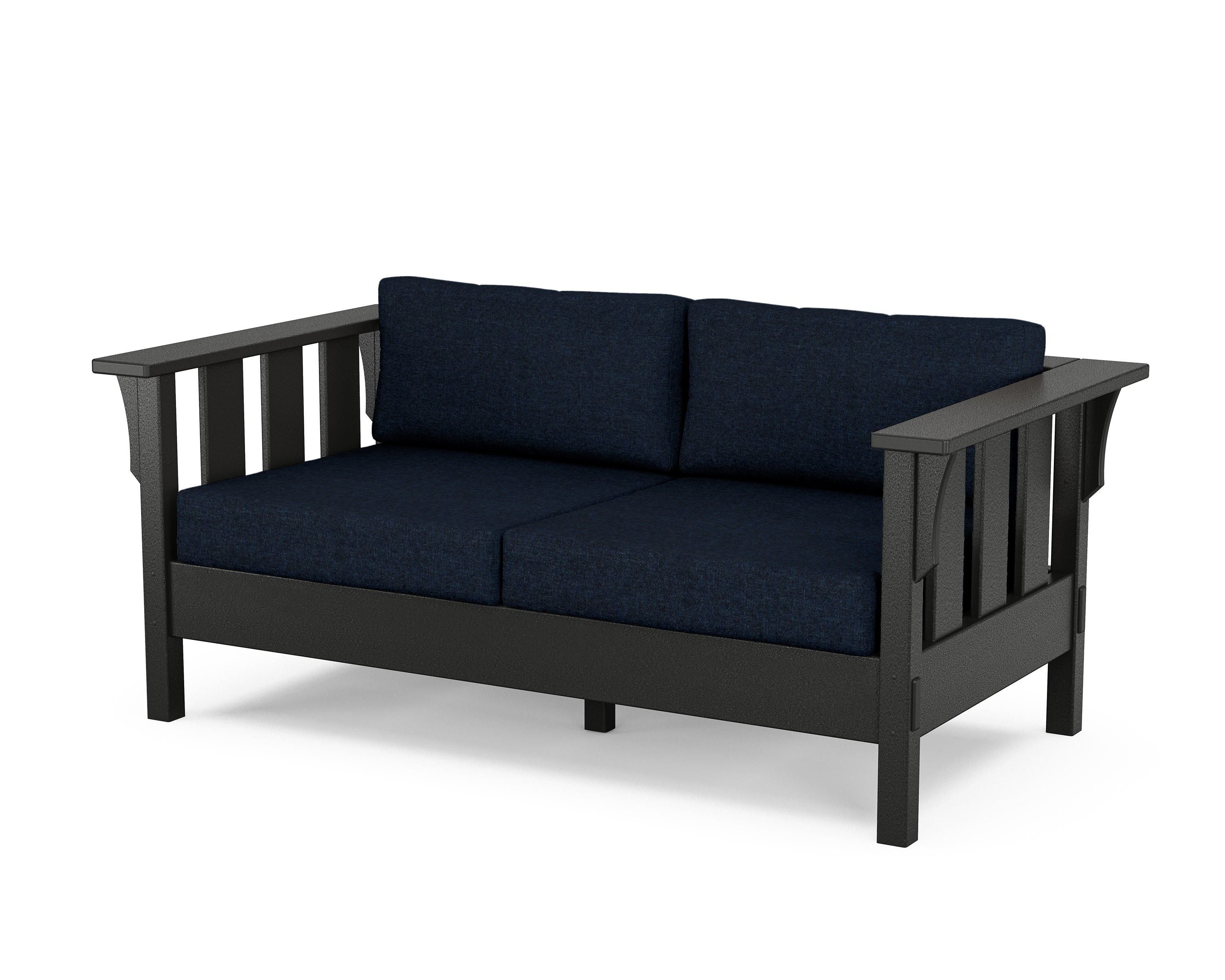 Martha Stewart by POLYWOOD® Acadia Deep Seating Loveseat in Black / Marine Indigo