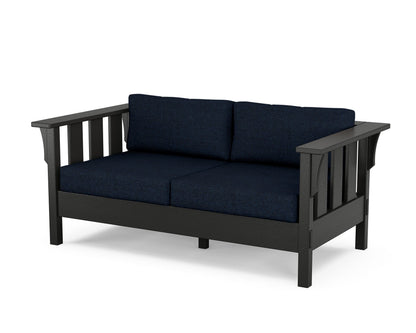 Martha Stewart by POLYWOOD® Acadia Deep Seating Loveseat in Black / Marine Indigo
