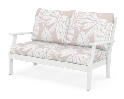 POLYWOOD® Braxton Deep Seating Loveseat in White / Leaf Dune Burlap