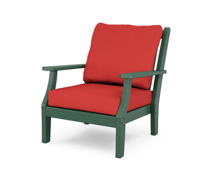 Country Living Wovendale Deep Seating Chair in Green / Crimson Linen