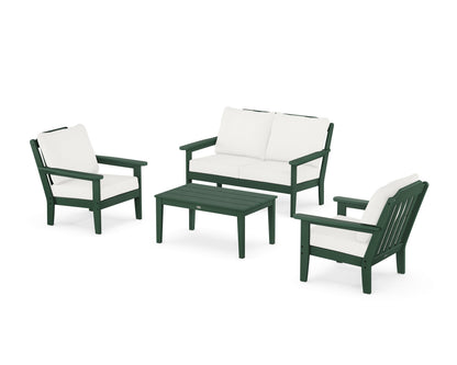Country Living Cottage 4-Piece Deep Seating Set with Loveseat in Green / Natural Linen