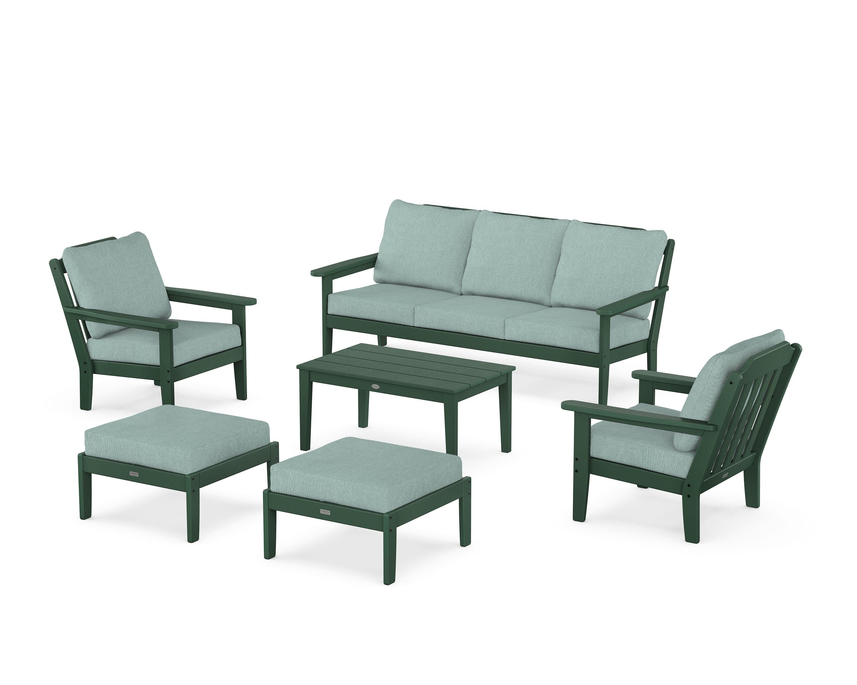 Country Living Cottage 6-Piece Lounge Sofa Set in Green / Glacier Spa