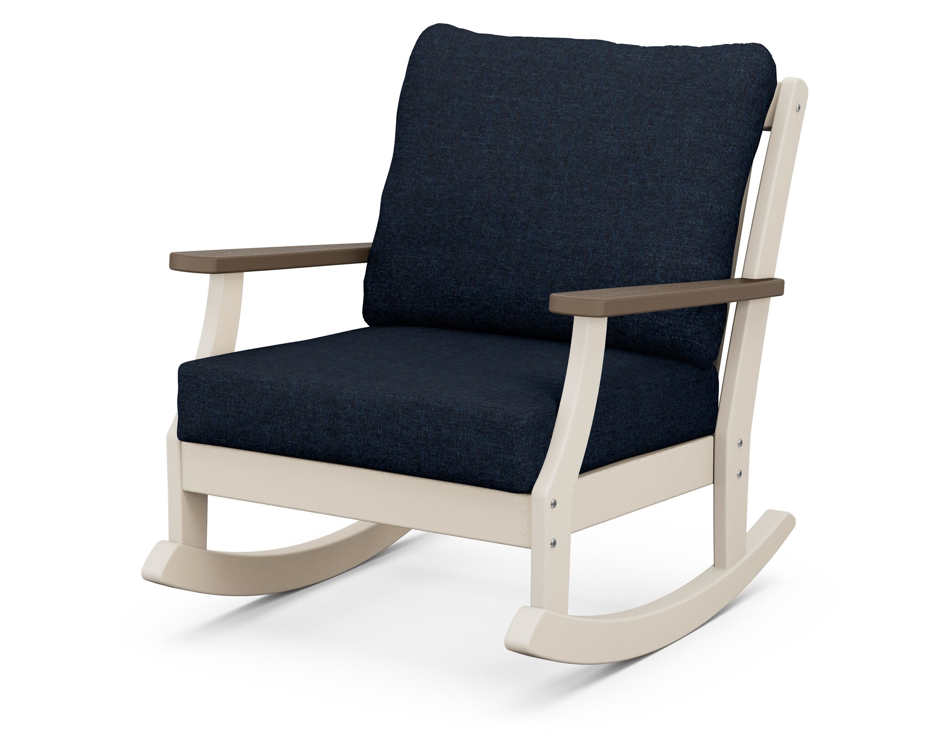 POLYWOOD® Braxton Deep Seating Rocking Chair in Sand / Kona / Marine Indigo