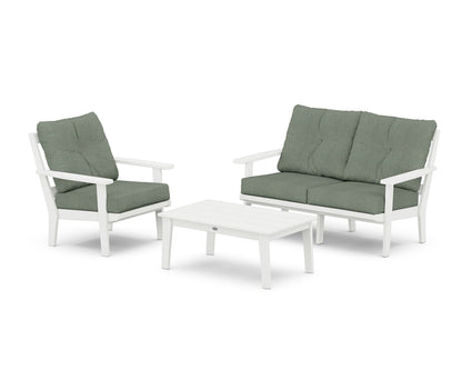 POLYWOOD® Oxford 3-Piece Deep Seating Set with Loveseat in White / Cast Sage