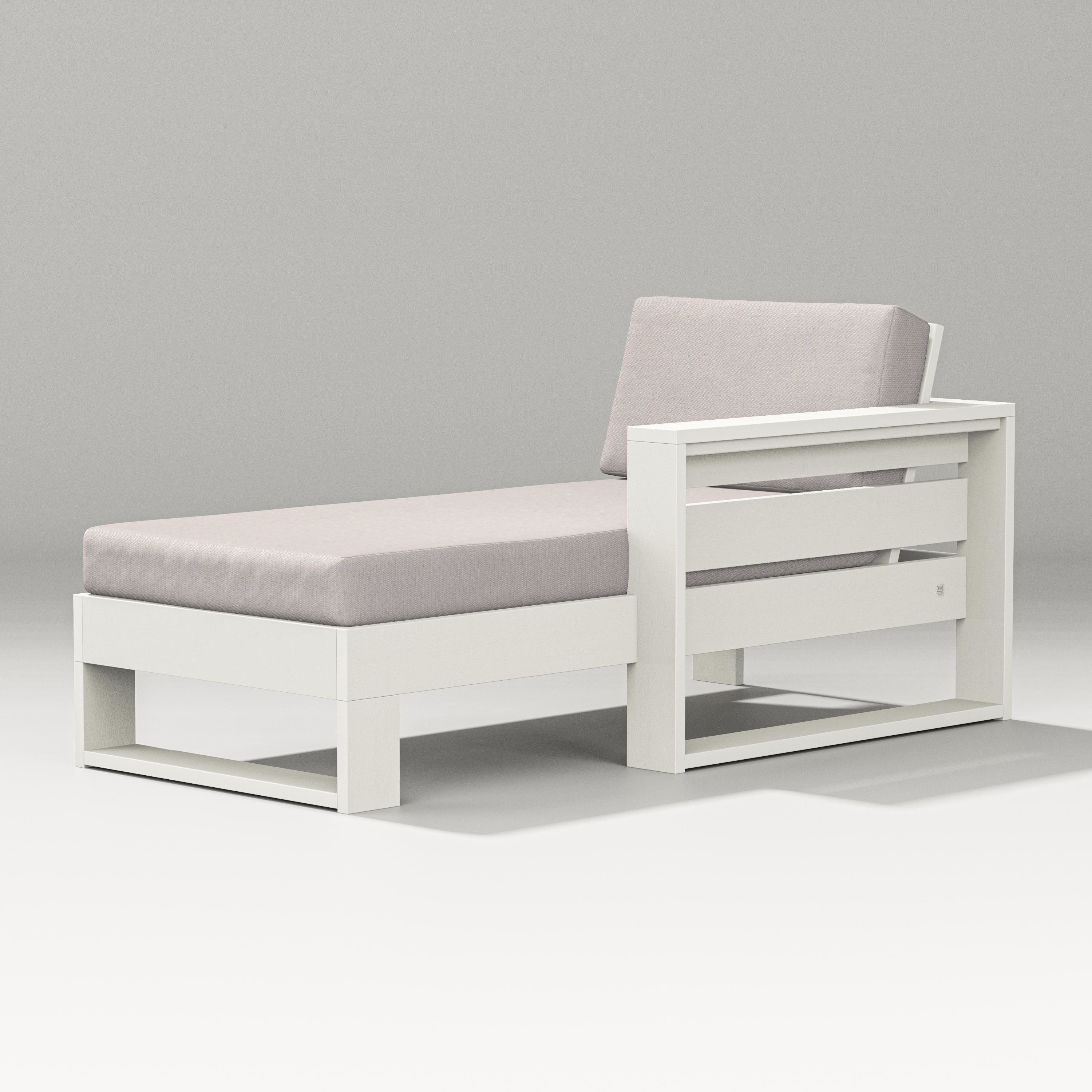 PW Designer Series Latitude Modular Right Arm Chaise in Vintage White / Dune Burlap