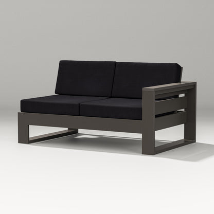PW Designer Series Latitude Modular Right Arm Loveseat in Vintage Coffee / Midnight Linen