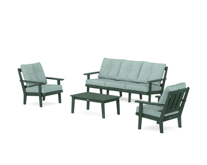 POLYWOOD® Oxford 4-Piece Deep Seating Set with Sofa in Green / Glacier Spa